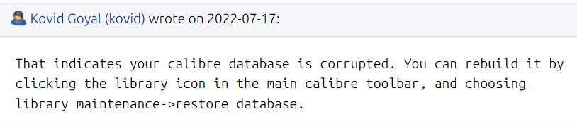 calibre-restore-database